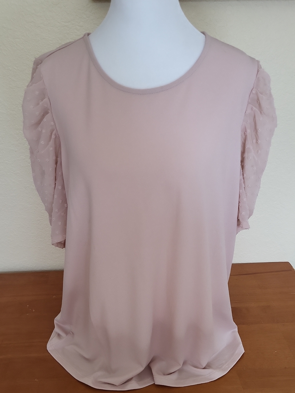 Adrianna Papell Champagne Puff Sleeve Blouse